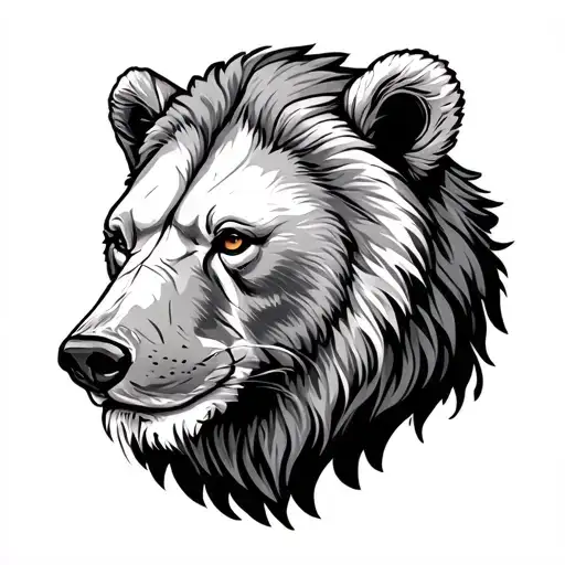 Leo And White Bear Head Profile Holding