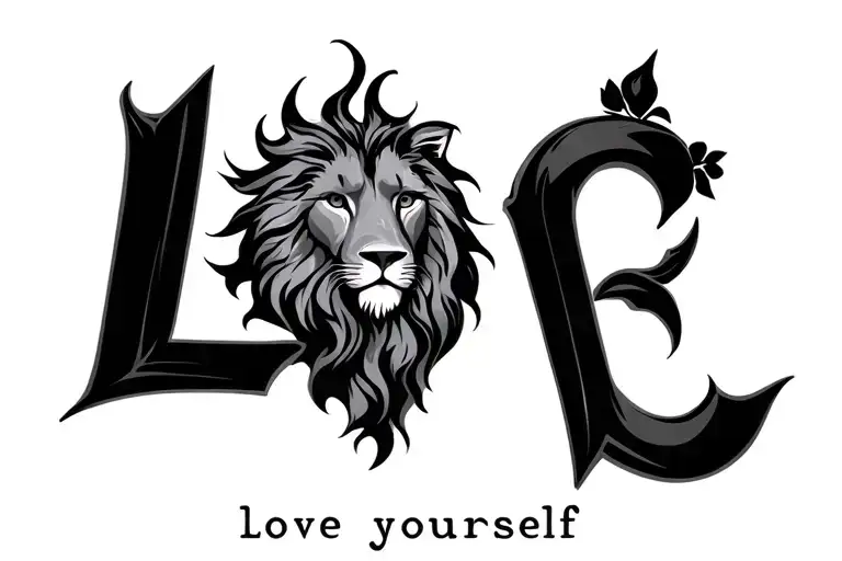 Love Yourself Spelled With The Leo Symbol For O And V