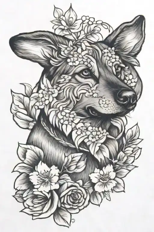 Cherry Blossoms German Shepherd