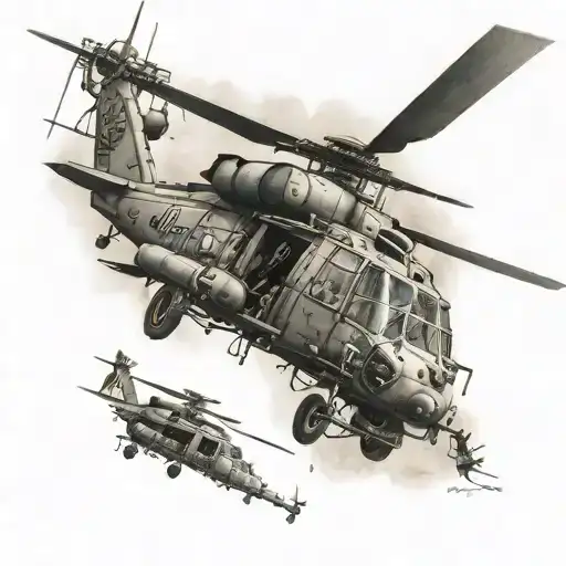 Blackhawk Helicopter With Dog Tags Hanging Upside