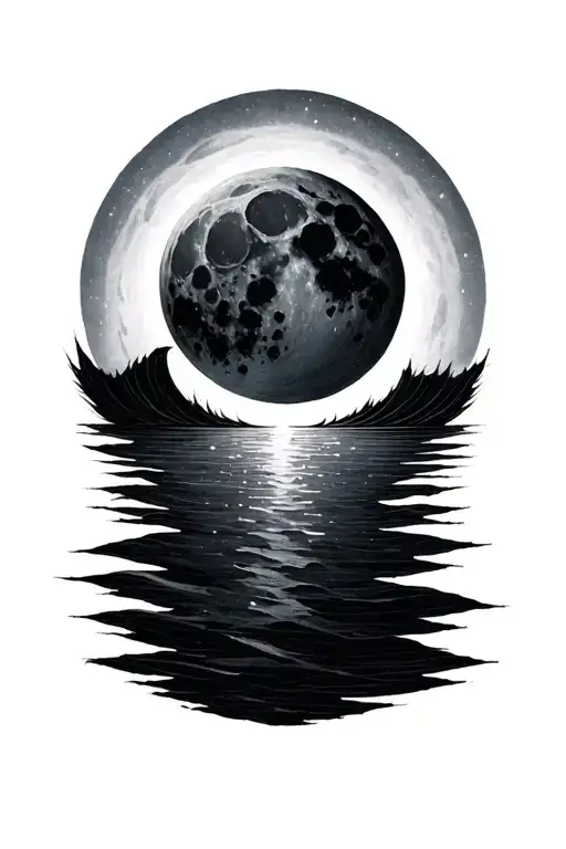 The Phases Of The Moon In Vertical Order But I Want The Full Moon Is A Circle With A Wave Inside