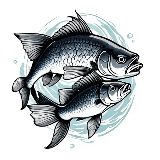 Carp Fish Sibling Tattoo Design