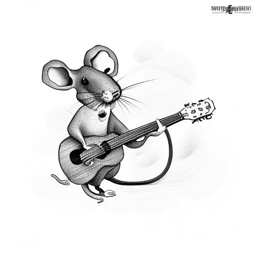 A Rat Playing A Guitar On A Rugby Field