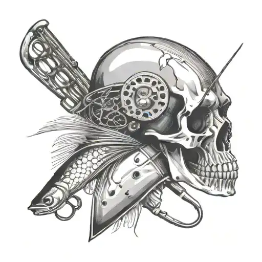 Fly Fishing Tools Forming A Skull