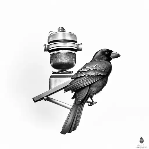 A Crow Perched On A Vintage Camera