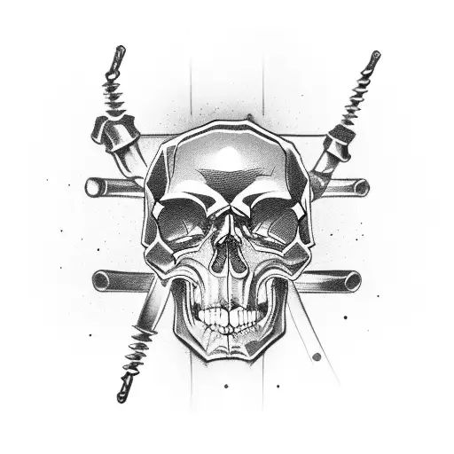 Skull With Wrenches
