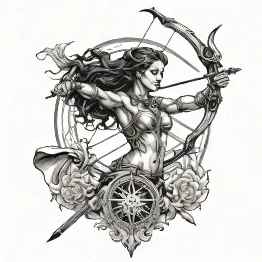 Full Body Ebony Goddess Sagittarius Archer Shooting