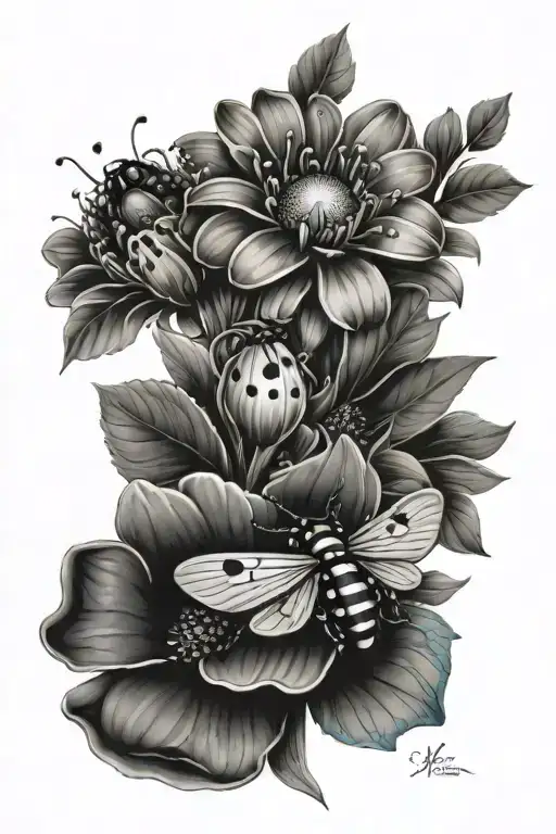 Flowers And Ladybug And A Name