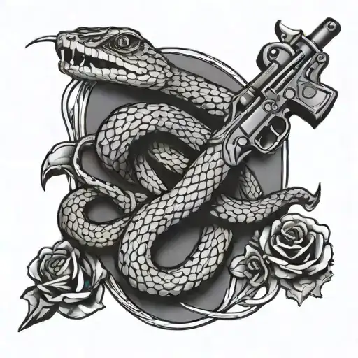 Snake And Guns Crossed