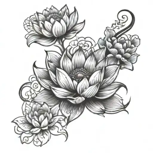 A First Responder Symbol Surrounded By Lotus Flowers