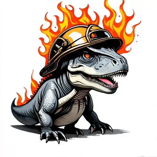 Little Dinosaur With Fire Helmet