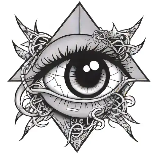 Eye With A Triangle Around It And Spider Crawling Out