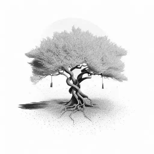 Mystical Tree With An Empty Swing