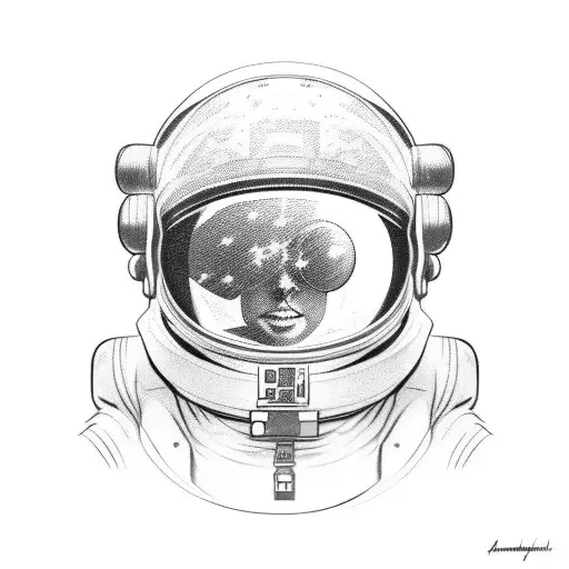 Astronaut With Space In His Helmet Reflection