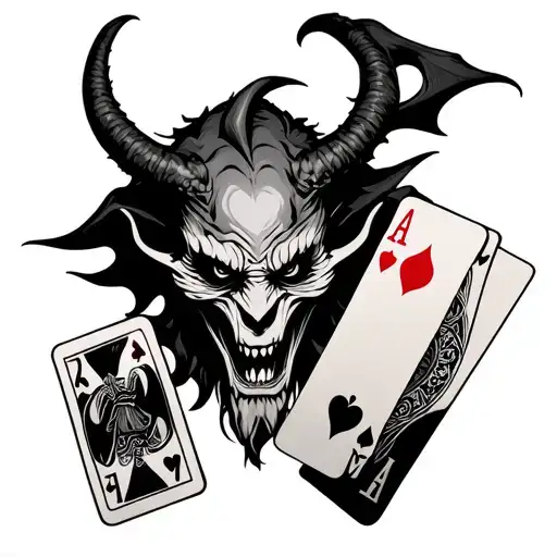 Demon With Playing Cards