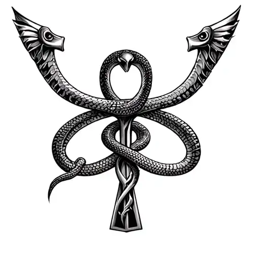 Ankh With Snake Of The Medical Symbol