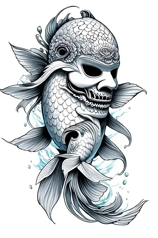 Hanna Mask On Knee And Koi Fish With Water On Lower Leg