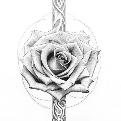Rose Entwined With Christian Cross