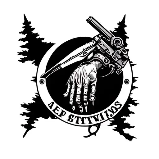 Mechanical Arm With Hunting And Fishing Scenery