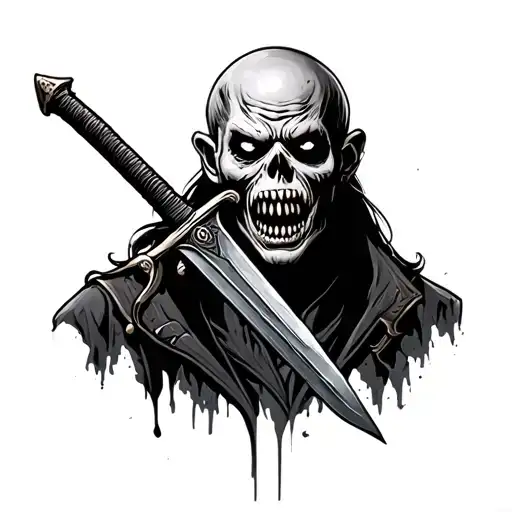 Zombie Head With Sword