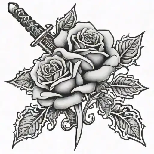 Entwined Rose With A Sword
