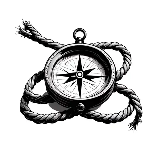 Compass On Top Of A Rope That Is Tied Into An Infinity Sign Loop Underneath The Compass