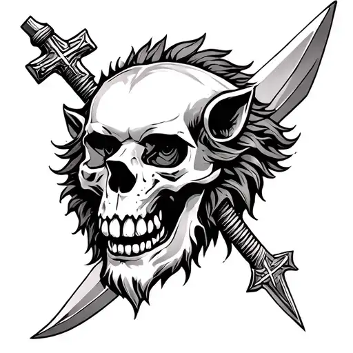 Lion Cross Skull Dagger Piercing