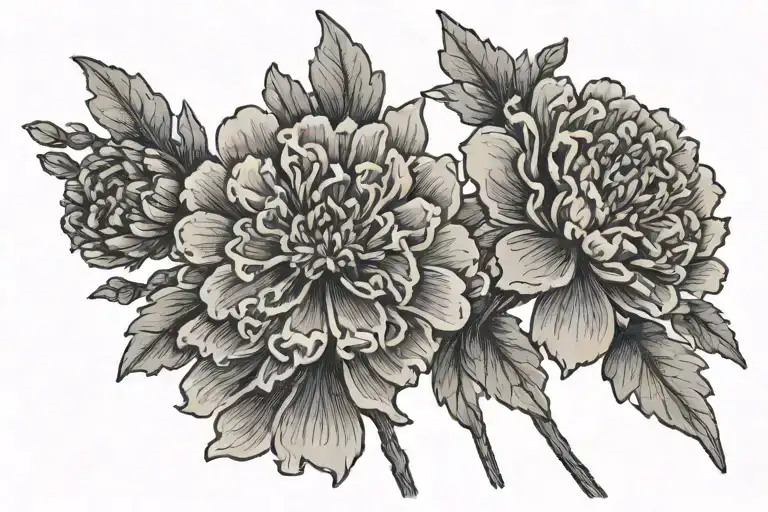 Very Small Marigold Flowers On Long Stem Wrapped In Single Line