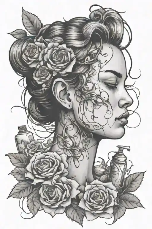 Female Body With Stuff Coming Out If Head To Represent Mental Health Issues