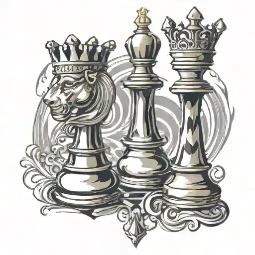 Chess King And Queen Abstract Design