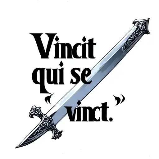The Quote Vincit Qui Se Vincit And Its Over A Horizontal Sword And Make It Minimalistic