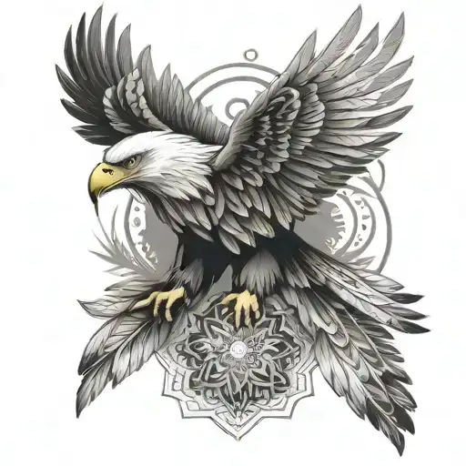 Mandala Design With Eagle Wing For Sholder Ealge Wing Need To Come Dwon Form Elbow