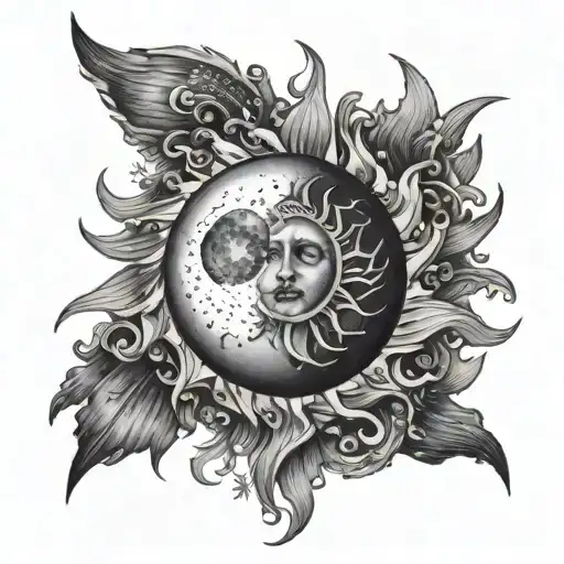 Sun Turning Into Ashes Bowing Down To The Moon