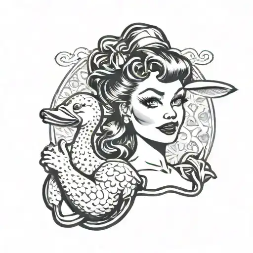 Pin-up Style Bratty Wife With A Mischievous Expression Holding A Rubber Duck