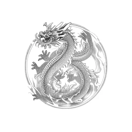 Chinese Dragon And Koi Fish Yin Yang