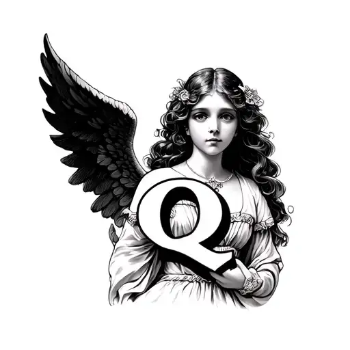 Angel Girl With A Letter Q