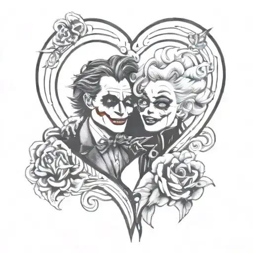 Heart Outline With The Joker And Harley Quinn Inside