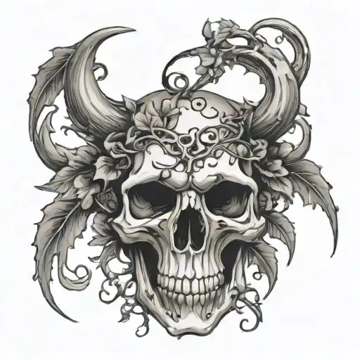 Horned Skull With Weeping Vines