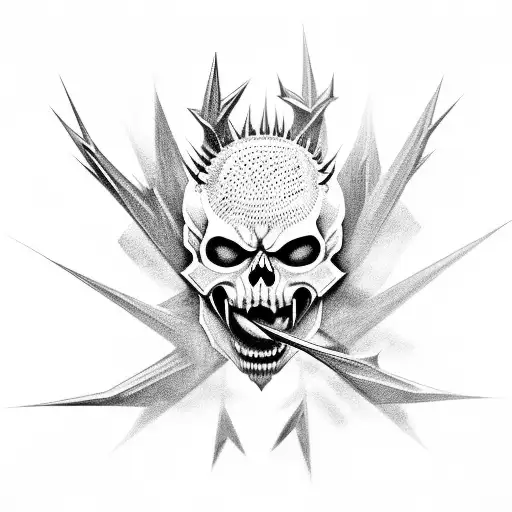 An Evil Skull With Teeth And Organic Spikes On The Edges
