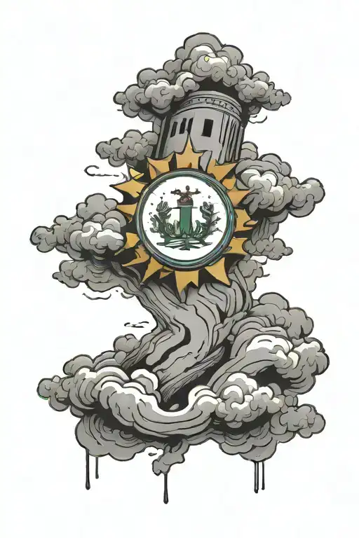 Italian Flag And Clouds Surrounding