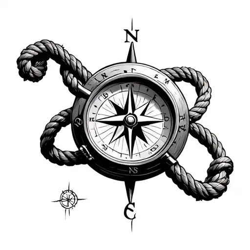 Compass On A Rope That Is Tied Into An Infinity Sign Loop