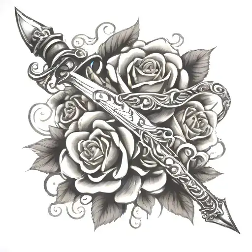 Sword Intertwined By Roses