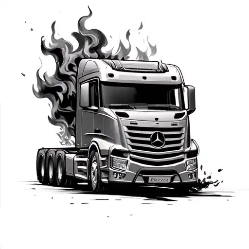 Mercades Benz Truck On Fire