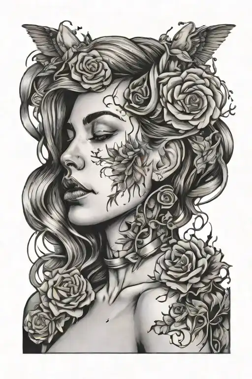 Female Body With Stuff Coming Out If Head To Represent Mental Health Issues