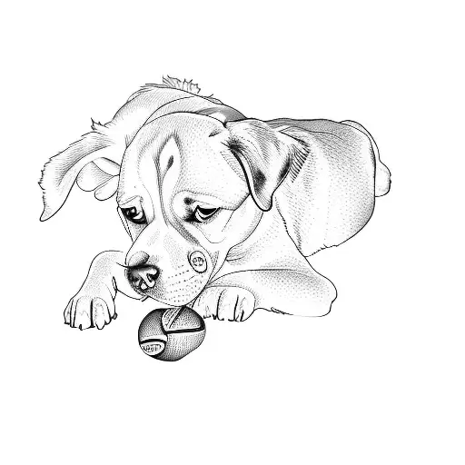 A Dog Playing With A Ball