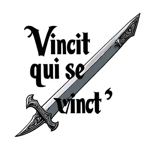 The Quote Vincit Qui Se Vincit And Its Over A Horizontal Sword And Make It Minimalistic