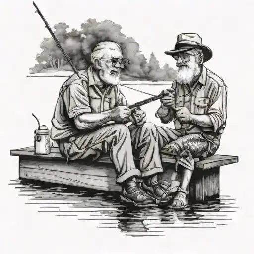 Me And Grandpa Fishing On A Dock Looking