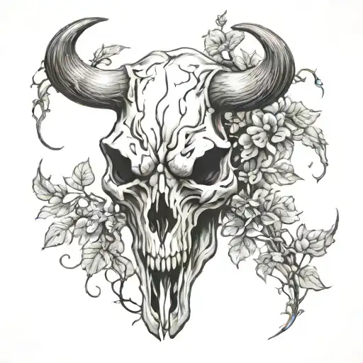 Bull Skull With Weeping Vines