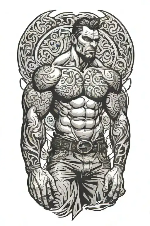 Super Muscled Man Standing In Bakini No Belt