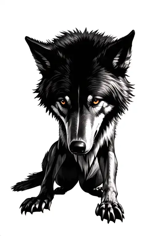 Realistic Wolf Crawling Full Body